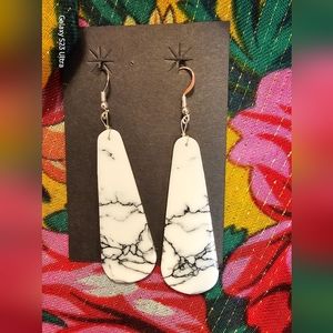 Native American Traditional White Buffalo Turquoise Earrings.